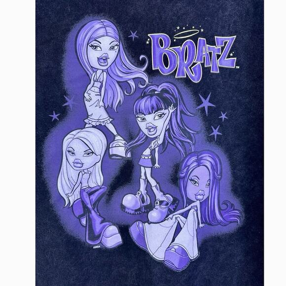 BRATZ Y2K Black Crewneck Pullover Oversized Graphic Sweatshirt Sz M - Picture 4 of 12